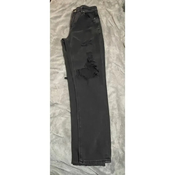American Eagle SZ 0 Black Comfort Stretch Waistband Jeans Mom Jean - Picture 5 of 7